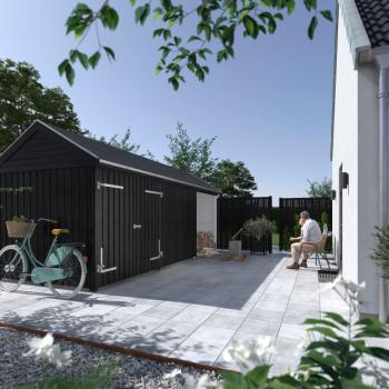 Classic Multi Gartenhaus 14,5 m² - 3 Module Doppeltür und offene Fassade - Inkl. Dachpappe/Aluleisten/H-Pfostenfüße
